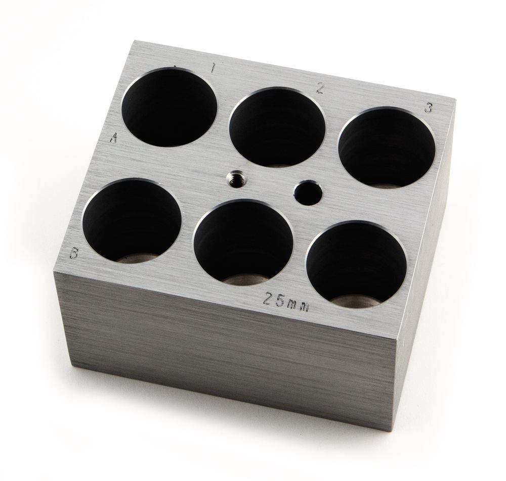 Interchangeable block for test tubes, 6 x Ø 25 mm, 1 unit(s)