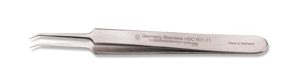 Micro forceps, type no. 5-45, angled 45°, to the side, W of tip 0.3 mm, L 110 mm